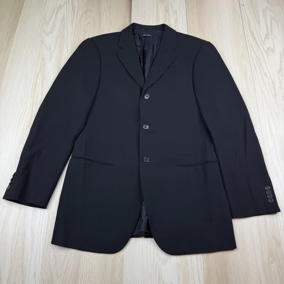 Giorgio Armani Mens Black Wool Classic Notch Collar Made In Italy Blazer Size 46